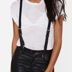 JAKIMAC Black Leather Suspenders